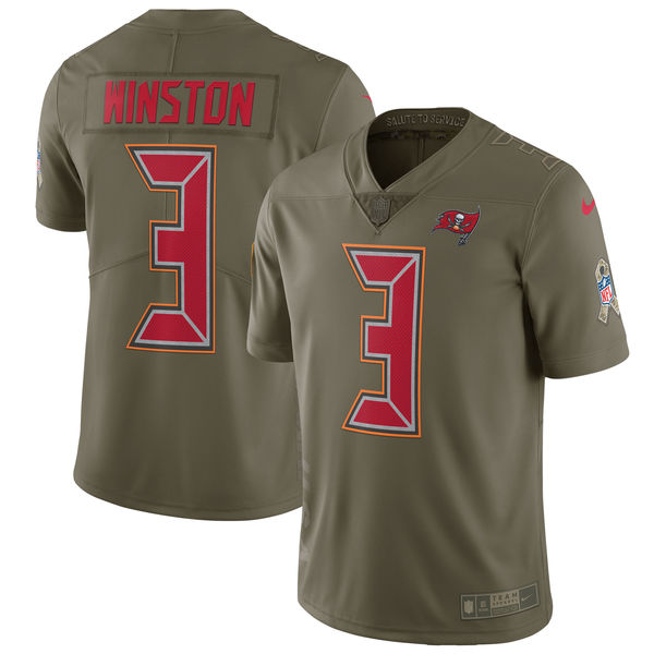 Youth Tampa Bay Buccaneers #3 Winston Nike Olive Salute To Service Limited NFL Jerseys
